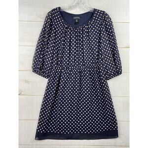 Enfocus Studio‎ Dress Womens 8P PETITE Blue Polka Dot V Neck Elastic Waist